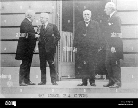 Antique 1919 Photograph The Council Of Four From Left To Right