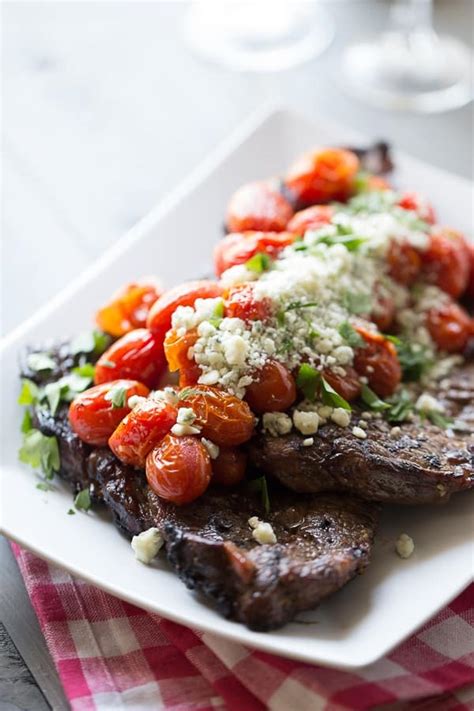 Hungry man select s country fried steak dinner what are we eating the wolfe pit. Grilled Steak with Roasted Tomatoes and Blue Cheese ...