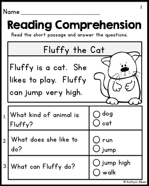 Kindergarten reading comprehension passages