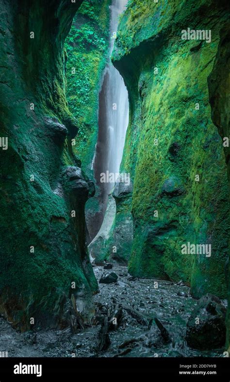 Waterfall Hidden In A Cave Stock Photo Alamy