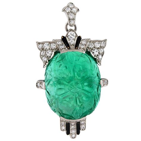 TIFFANY & CO. Art Deco Carved Emerald Pendant | 1stdibs.com | Antique ...