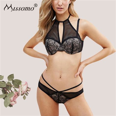 missomo women lace bra brief sets sexy female halter bralette panty push up seamless underwear