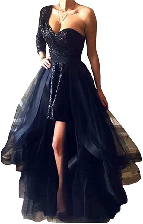 Dingdingmail Prom Dress Black Sequined Short Prom Dresses