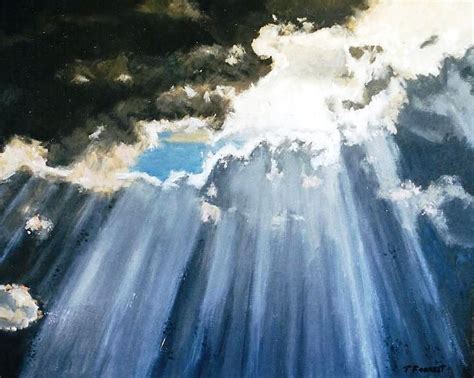 Sun Rays Through The Clouds Painting By Terry Forrest