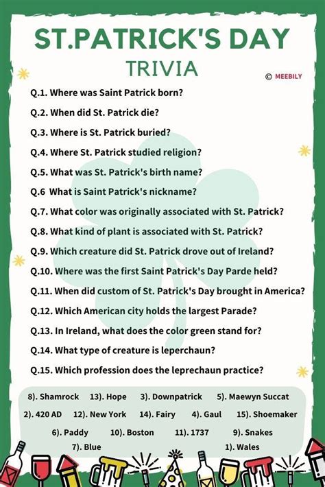 Questions And Answers On The Curiosities Of St Patrick Day Trivia Questions And Answers This