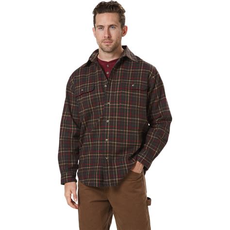 Free Shipping — Gravel Gear Mens Thermal Lined Flannel Long Sleeve