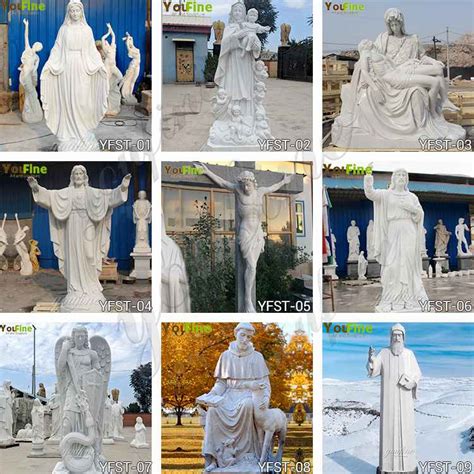 Hand Carving White Marble Virgin Mary Statue For Church Suppliers Chs