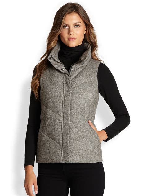 Lyst Eileen Fisher Tweed Puffer Vest In Gray