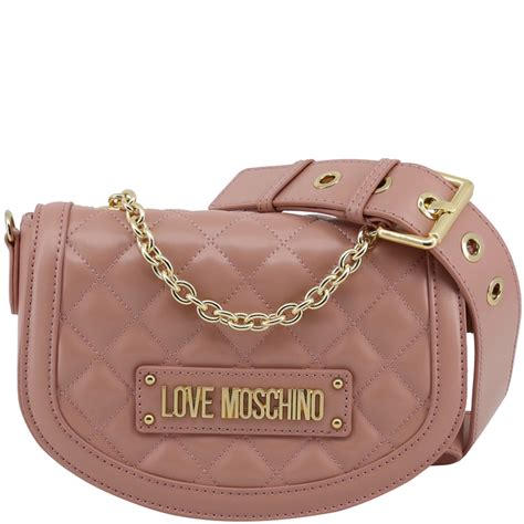 Love Moschino Pink Quilted Faux Leather Crossbody Bag Moschino The