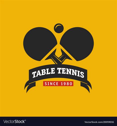 Vintage Color Table Tennis Logo Ping Pong Vector Image