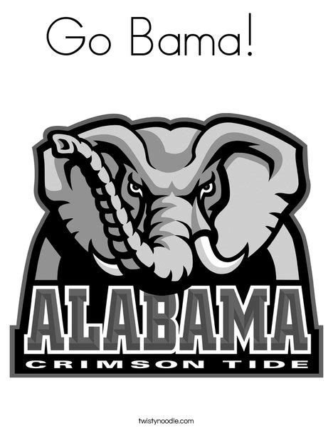 Bold bossy free football coloring pages of nfl helmets, uniforms, and rings! Go Bama Coloring Page - Twisty Noodle