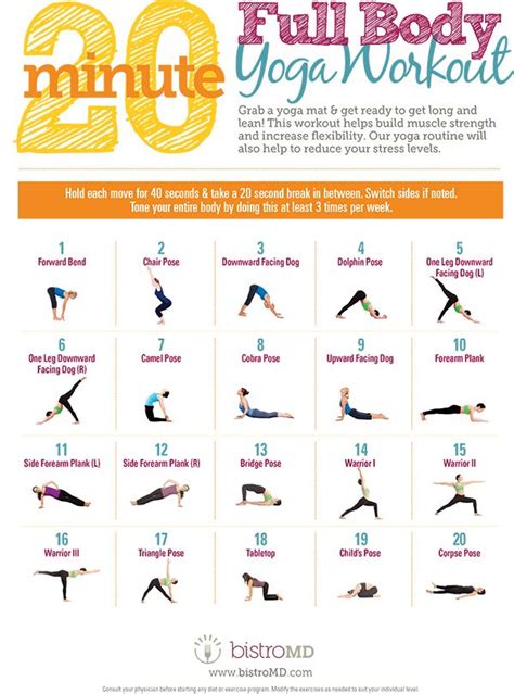 20 Minute Full Body Yoga Workout Guide Infographic Daily