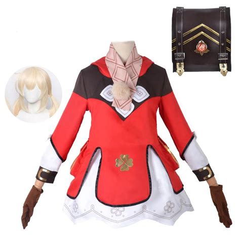 genshin klee cosplay Одежда one piece bag Шапка glasses gloves Шарф shorts costumes girls game