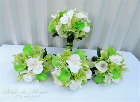 Wedding rings with bouquet of flower. Wedding bouquet set ~ Lime green Black & White Bride ...