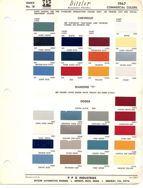 Paint Color Codes Car Paint Colors Paint Code 1967 Chevy Truck