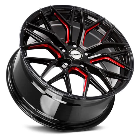Shift Wheels Spring Wheels Gloss Black With Candy Red Milled Accents