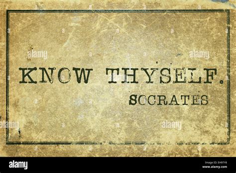Know Thyself Ancient Greek Philosopher Socrates Quote Printed On Grunge Vintage Cardboard