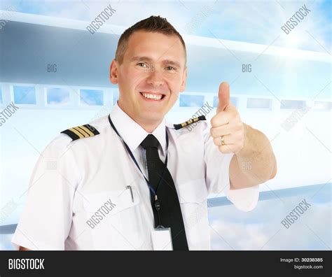 Cheerful Airline Pilot Image And Photo Free Trial Bigstock