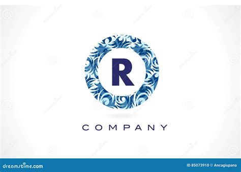 Letter R Blue Pattern Logo Design. Stock Vector - Illustration of