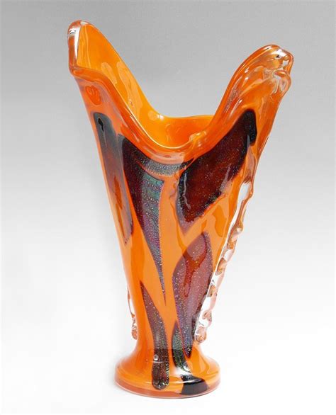 Large Orange Murano Glass Vase Lot 1288