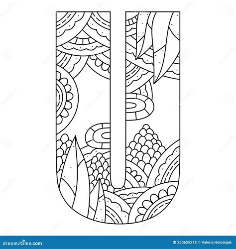 Alphabet Coloring Page. Capital Letter. Vector Illustration. Stock
