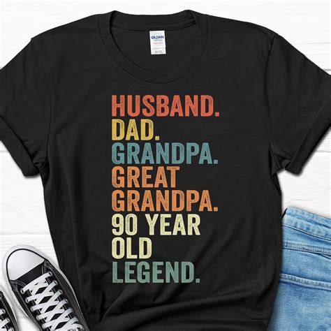husband dad grandpa great grandpa 90 year old legend shirt 90th birthday t for men 90th