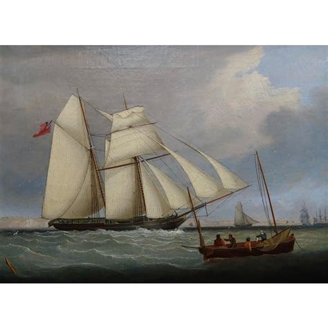 1840s Royal Navy Sail Ship Approaching Portsmouth Oil