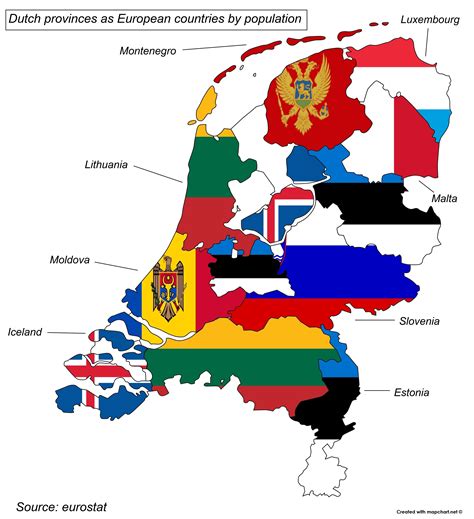 dutch provinces as european countries by population [oc] r mapporn