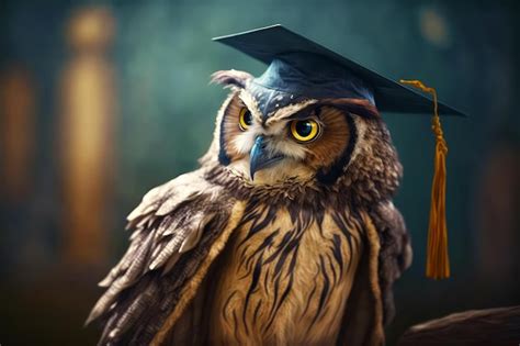 Premium Photo Owl Wearing Graduation Cap And Gown With Tassel On Its