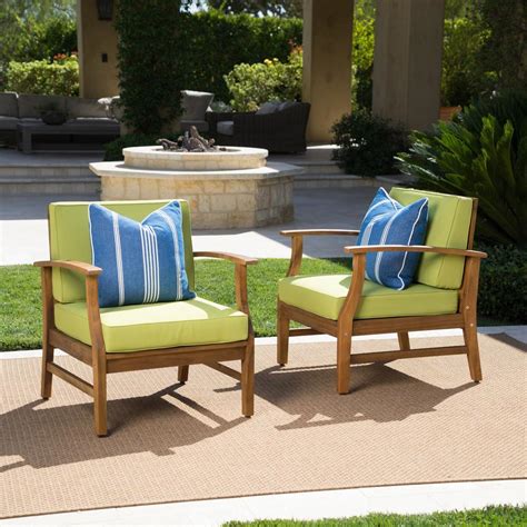 Noble House Perla Teak Finish Wood Outdoor Club Lounge Chairs With
