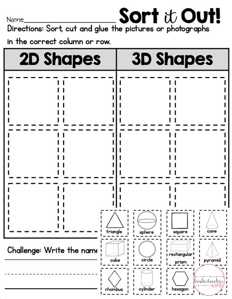 Comparing 2d And 3d Shapes Kindergarten Worksheets