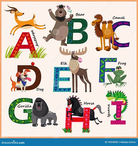 Kids Vector Zoo Alphabet With Animals Stock Vector Illustration Of