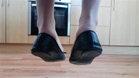 Heel Popping In Black Ballet Flats From Behind Youtube