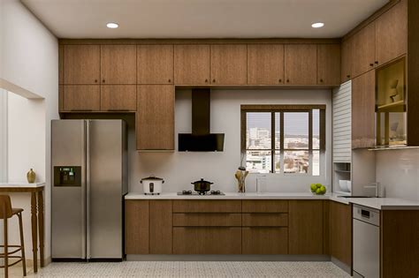 Modular Modern Wooden L Shaped Kitchen Design Livspace