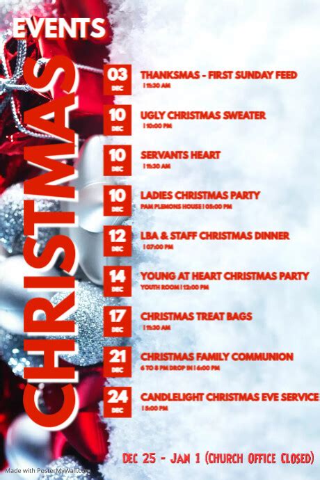 Christmas Event Schedule Template Postermywall