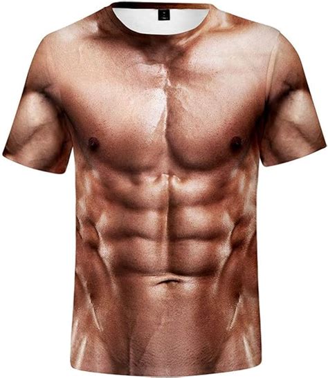 Mans 3d Short Sleeves Muscle T Shirt Muscle Six Pack Abs Shirts For Man