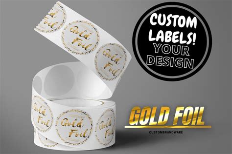 Custom Gold Foil Labels Stickers Clear Bopp Custom Design Gold Chrome