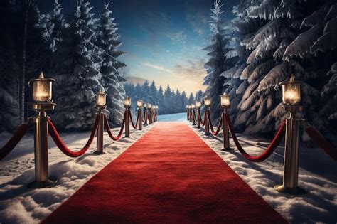 Premium Ai Image Red Carpet Winter Theme