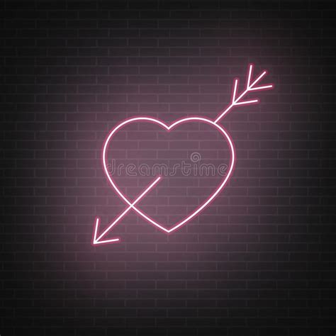 Valentines Neon Heart Valentine`s Day Neon Heart Love Sign Stock