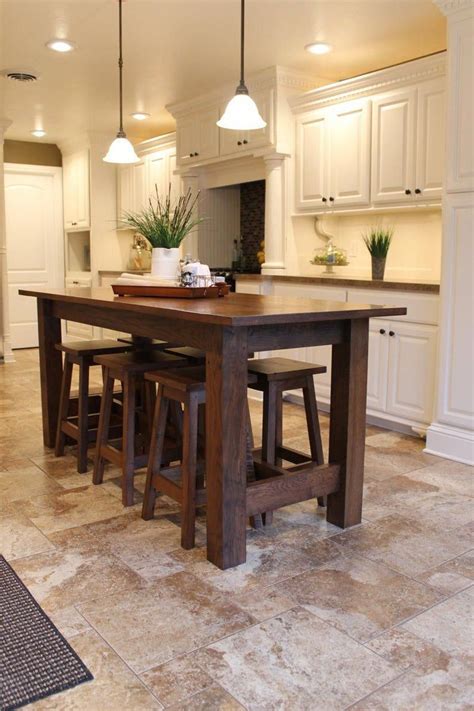 Rustic Farmhouse Barisland Table With 6 Barstools Etsy Kitchen