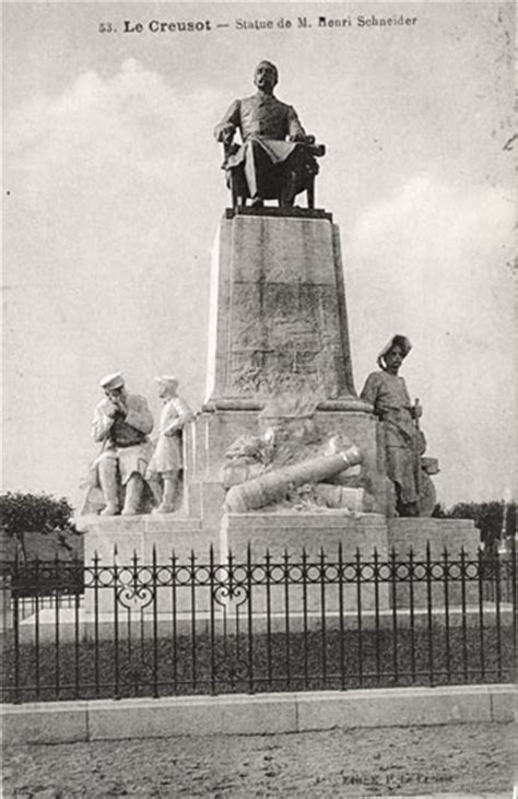Le site du creusot est le cœur d'une entreprise industrielle de première importance, l'industrie métallurgique la plus mais les schneider ne développent pas uniquement le secteur de l'armement. Monument à Henri Schneider - Le Creusot