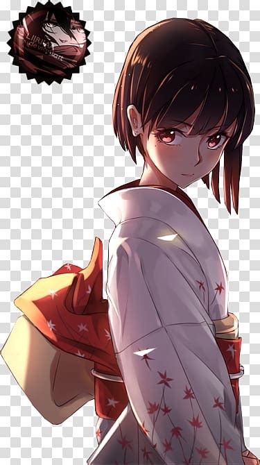 Black Hair Anime Kimono Brown Hair Anime Girl Short Hair Transparent