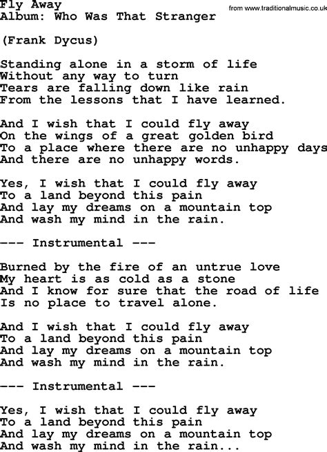 Loretta Lynn Song Fly Away Lyrics