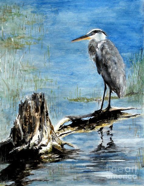 Great Blue Heron Painting By Sibby S Fine Art America