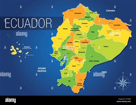 Mapa Pol Tico De La Rep Blica De Ecuador Con Los Nombres De Las