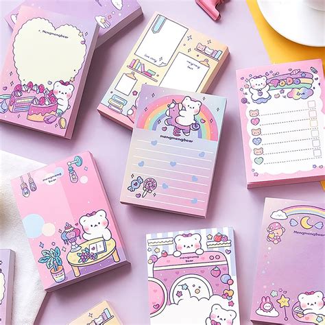 100pcs Cute Memo Pads Set Kawaii Notepads Set Japanese Memo Etsy