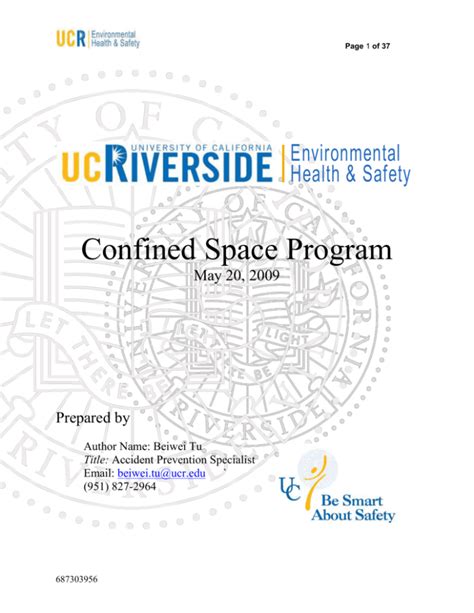 Ucr Confined Space Environmental Health And Safety