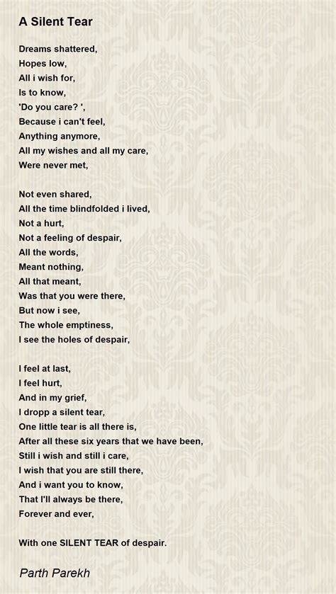 A Silent Tear A Silent Tear Poem By Parth Parekh