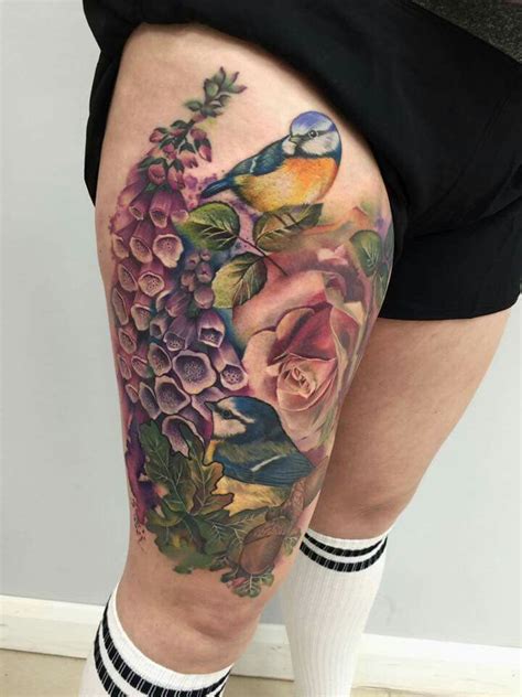 Just like the original one, vine tattoos are mostly … Finished Michelle's bluetits 🐦 💙 | Realistic flower tattoo ...