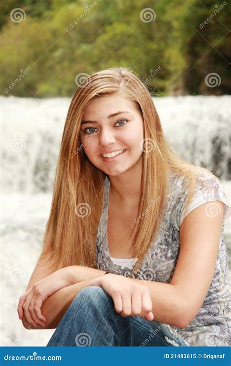 Outdoor Portrait Of A Pretty Blonde Girl Stock Image Image Of Blonde Outside 21483615